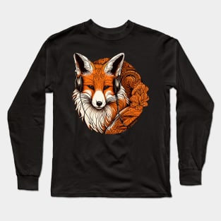 Majestic fox listening to music Long Sleeve T-Shirt